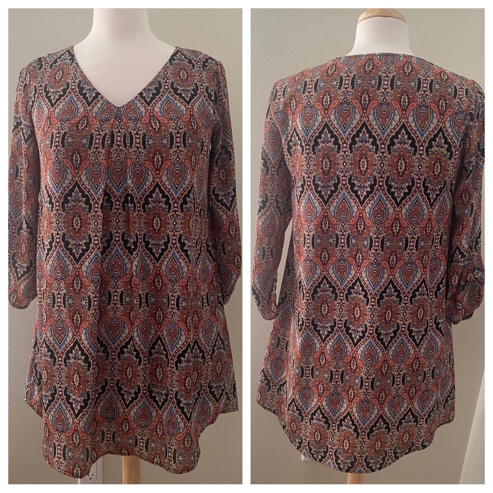 Lush Karly Paisley V-Neck Shift Dress Size XL